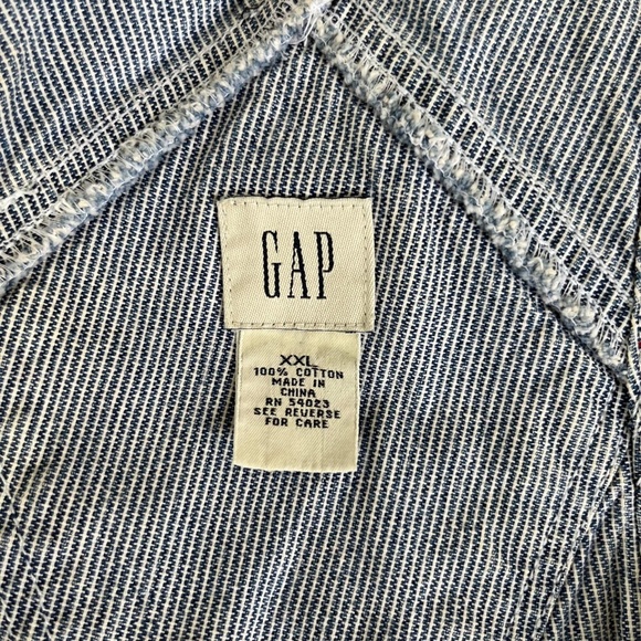 GAP VINTAGE DENIM OVERALLS WOMEN’S MEDIUM (6) RAILWAY STRIPES BLUE  100% COTTON - Picture 8 of 8